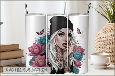 Tattoo Woman 20 Oz Tumbler Wrap PNG Sublimation Shetara Begum 