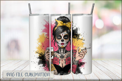 Tattoo Woman 20 Oz Tumbler Wrap PNG Sublimation Shetara Begum 