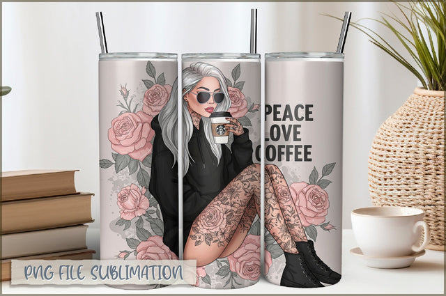 Tattoo Woman 20 Oz Tumbler Wrap PNG Sublimation Shetara Begum 