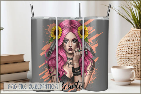 Tattoo Woman 20 Oz Tumbler Wrap PNG Sublimation Shetara Begum 