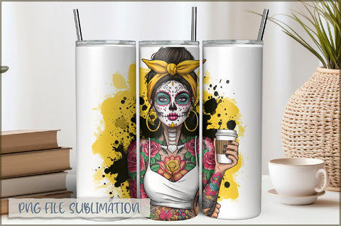 Tattoo Woman 20 Oz Tumbler Wrap PNG Sublimation Shetara Begum 