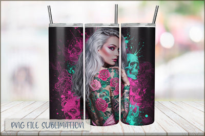 Tattoo Woman 20 Oz Tumbler Wrap PNG Sublimation Shetara Begum 