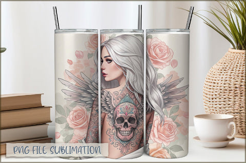 Tattoo Woman 20 Oz Tumbler Wrap PNG Sublimation Shetara Begum 