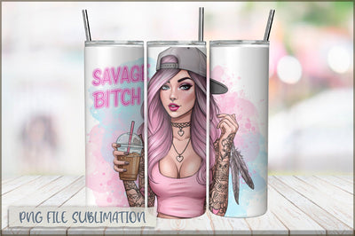 Tattoo Woman 20 Oz Tumbler Wrap PNG Sublimation Shetara Begum 