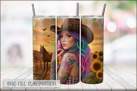 Tattoo Woman 20 Oz Tumbler Wrap PNG Sublimation Shetara Begum 