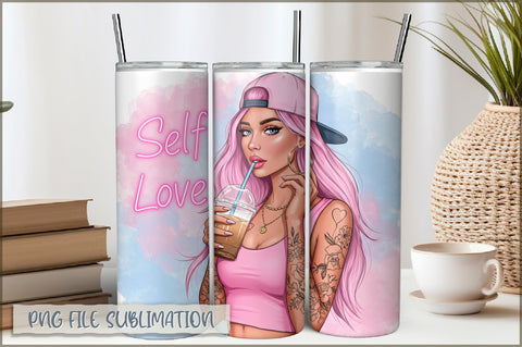 Tattoo Woman 20 Oz Tumbler Wrap PNG Sublimation Shetara Begum 
