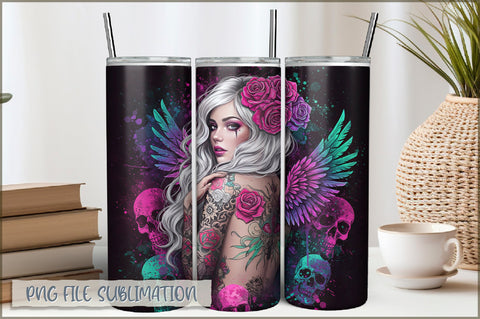 Tattoo Woman 20 Oz Tumbler Wrap PNG Sublimation Shetara Begum 