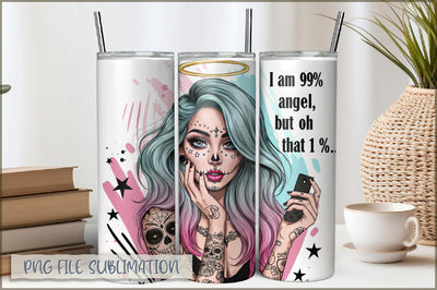 Tattoo Woman 20 Oz Tumbler Wrap PNG Sublimation Shetara Begum 