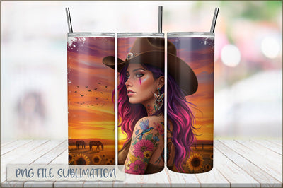 Tattoo Woman 20 Oz Tumbler Wrap PNG Sublimation Shetara Begum 