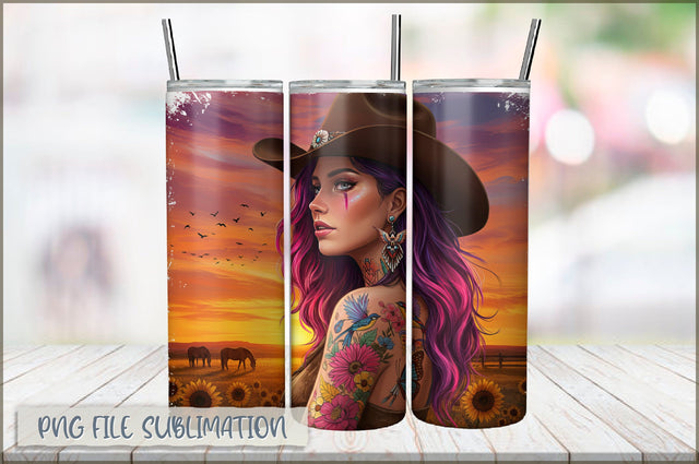 Tattoo Woman 20 Oz Tumbler Wrap PNG Sublimation Shetara Begum 
