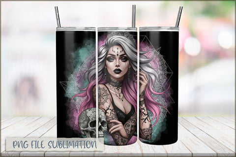 Tattoo Woman 20 Oz Tumbler Wrap PNG Sublimation Shetara Begum 