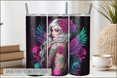 Tattoo Woman 20 Oz Tumbler Wrap PNG Sublimation Shetara Begum 