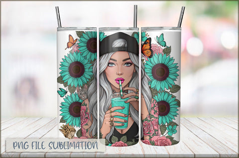 Tattoo Woman 20 Oz Tumbler Wrap PNG Sublimation Shetara Begum 
