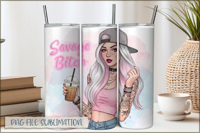 Tattoo Woman 20 Oz Tumbler Wrap PNG Sublimation Shetara Begum 