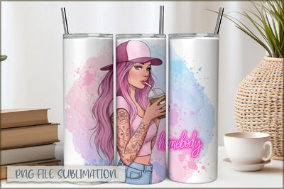 Tattoo Woman 20 Oz Tumbler Wrap PNG Sublimation Shetara Begum 
