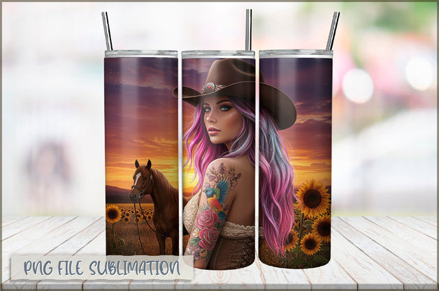 Tattoo Woman 20 Oz Tumbler Wrap PNG Sublimation Shetara Begum 