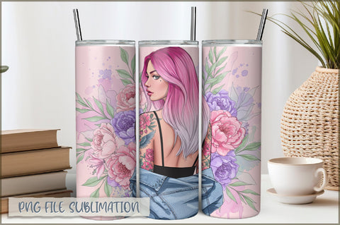 Tattoo Woman 20 Oz Tumbler Wrap PNG Sublimation Shetara Begum 