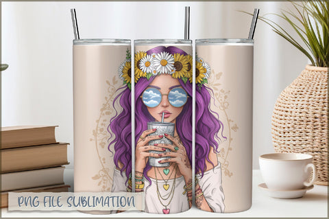 Tattoo Woman 20 Oz Tumbler Wrap PNG Sublimation Shetara Begum 