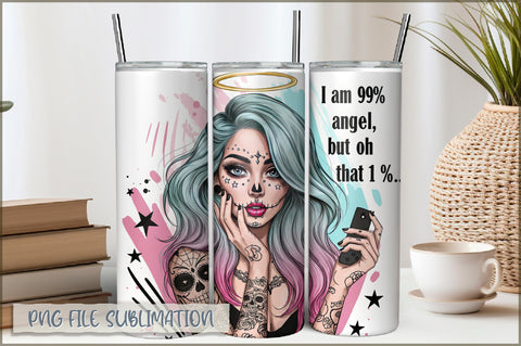 Tattoo Woman 20 Oz Tumbler Wrap PNG Sublimation Shetara Begum 