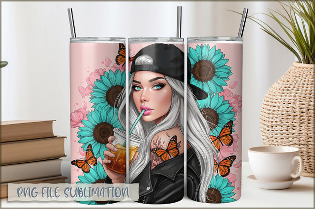 Tattoo Woman 20 Oz Tumbler Wrap PNG Sublimation Shetara Begum 