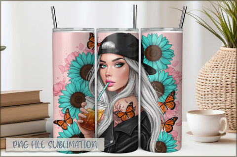 Tattoo Woman 20 Oz Tumbler Wrap PNG Sublimation Shetara Begum 