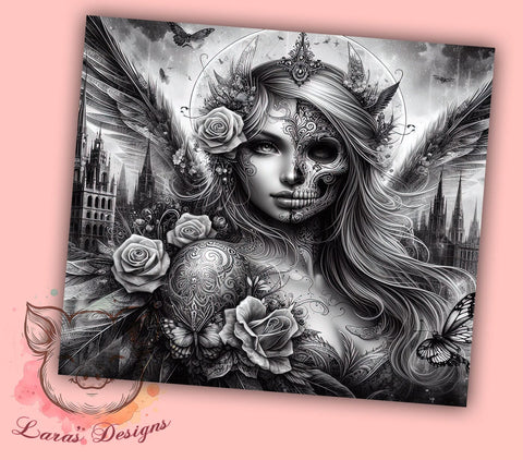 Tattoo Woman 20oz Tumbler Png, Straight & Tapered Tumbler Png, Floral Girl Tumbler Png, Digital Download PNG Sublimation Lara' s Designs 