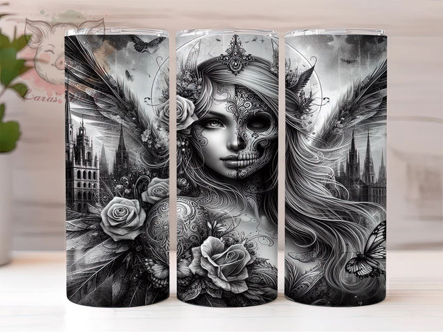 Tattoo Woman 20oz Tumbler Png, Straight & Tapered Tumbler Png, Floral Girl Tumbler Png, Digital Download PNG Sublimation Lara' s Designs 
