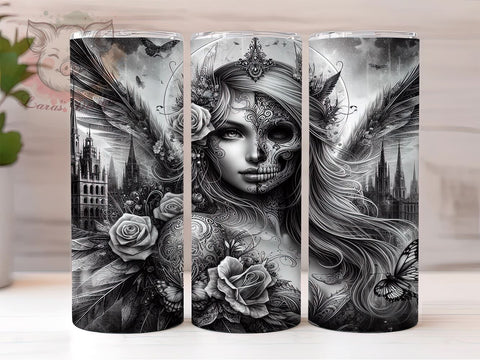 Tattoo Woman 20oz Tumbler Png, Straight & Tapered Tumbler Png, Floral Girl Tumbler Png, Digital Download PNG Sublimation Lara' s Designs 