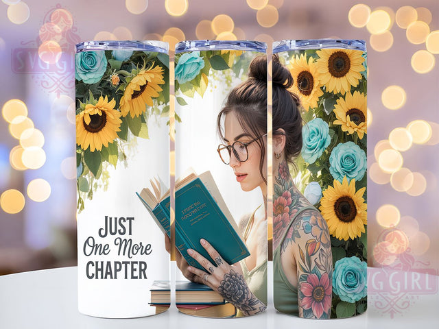 Tattooed Bookworm Reader Tumbler Wrap, Reading Girl Design, Tattooed Reader Art, Bookworm Gift Wrap, Literary Tattoo Design, Book Quote Tumbler, Reading Aesthetic Art Sublimation SvggirlplusArt 