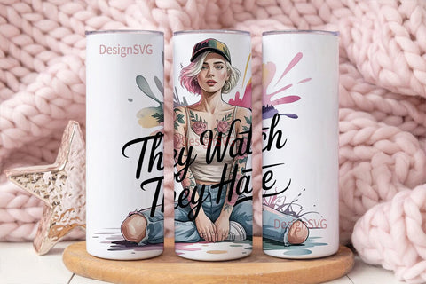 Tattooed Girl 20oz Tumbler Wrap Sublimation DesignSVG 
