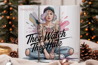 Tattooed Girl 20oz Tumbler Wrap Sublimation DesignSVG 