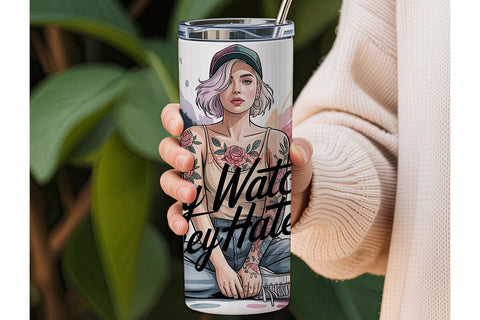 Tattooed Girl 20oz Tumbler Wrap Sublimation DesignSVG 