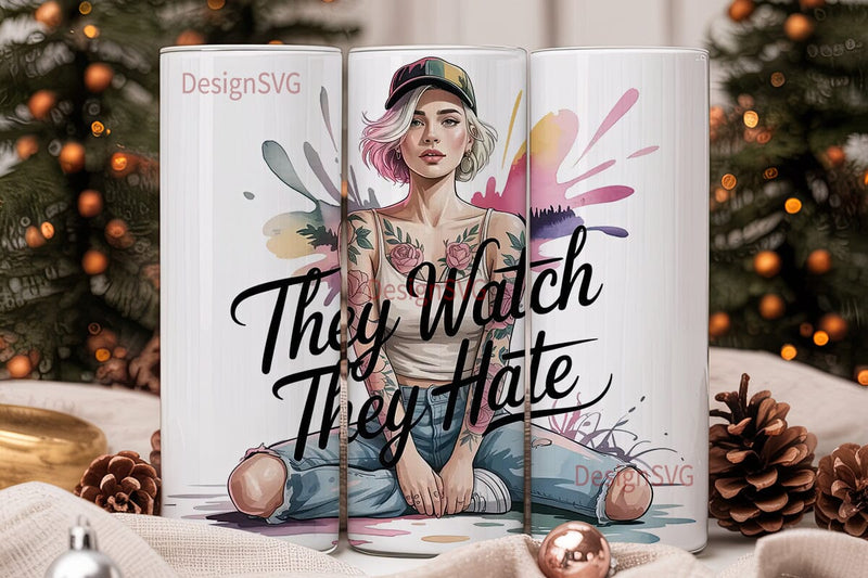 Tattooed Girl 20oz Tumbler Wrap Sublimation DesignSVG 