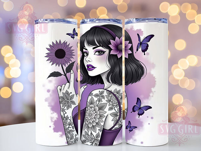Tattooed Woman 20oz Artistic Tumbler, Watercolor Design Cup, 20oz Sublimation, Feminine Drinkware, Artistic Tumbler, Unique Gift for Her, Boho Style Tumbler Sublimation SvggirlplusArt 