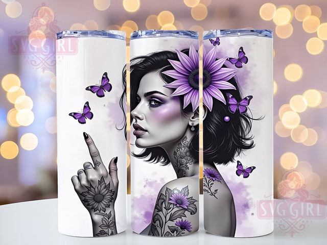 Tattooed Woman 20oz Artistic Tumbler, Watercolor Design Cup, 20oz Sublimation, Feminine Drinkware, Artistic Tumbler, Unique Gift for Her, Boho Style Tumbler Sublimation SvggirlplusArt 