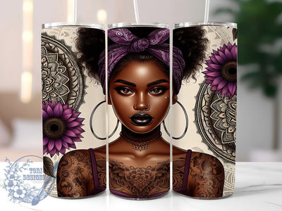 Tattooed Woman Badass Girl Tumbler Wrap, Badass Girl Mug, African American Design Cup, Empowered Woman Wrap, Fierce Female Gift, Bold Statement Design, Sublimation Tumbler Wrap Sublimation ToriDesigns 