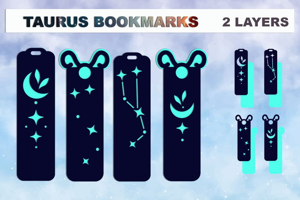 Taurus bookmarks svg, Zodiac sign Layered bookmarks svg - So Fontsy