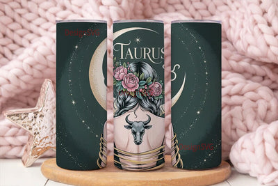 Taurus Floral Moon Goddess Tumbler Wrap Sublimation DesignSVG 