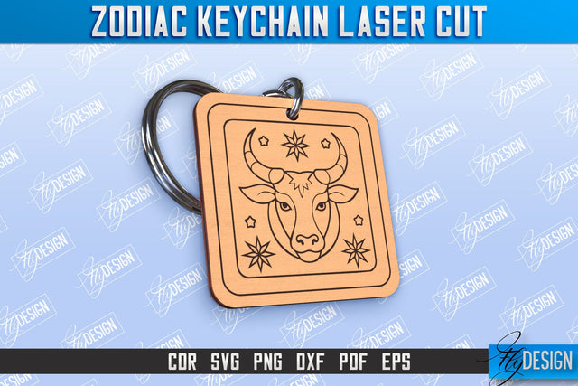 Taurus Keychain Laser Cut | Astrology Design | Zodiac Sign | CNC File SVG Fly Design 