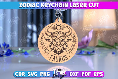 Taurus Keychain Laser Cut | Astrology Design | Zodiac Sign | CNC File SVG The T Store Design 