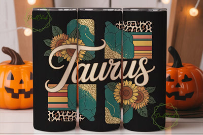 Taurus Sunflower Leopard 20oz Tumbler Sublimation PixelChick 