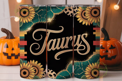 Taurus Sunflower Leopard 20oz Tumbler Sublimation PixelChick 