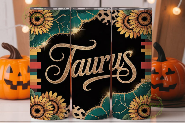 Taurus Sunflower Leopard 20oz Tumbler Sublimation PixelChick 
