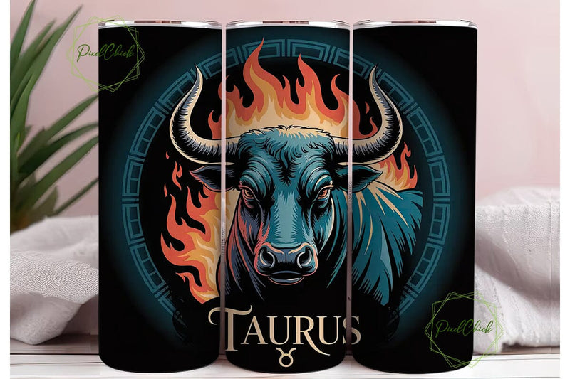Taurus Zodiac 20oz Tumbler Wrap Sublimation PixelChick 