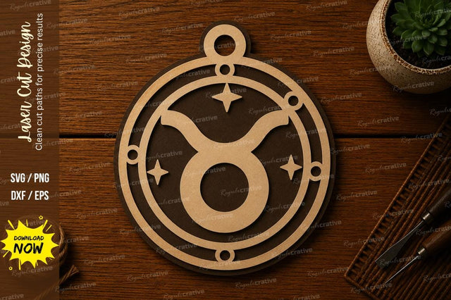 Taurus Zodiac Astrology Ornament Laser Cut SVG File SVG Regulrcrative 