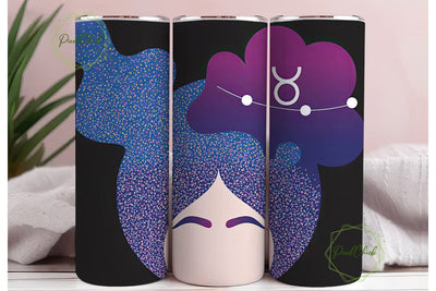 Taurus Zodiac Glitter 20oz Tumbler Wrap Sublimation PixelChick 