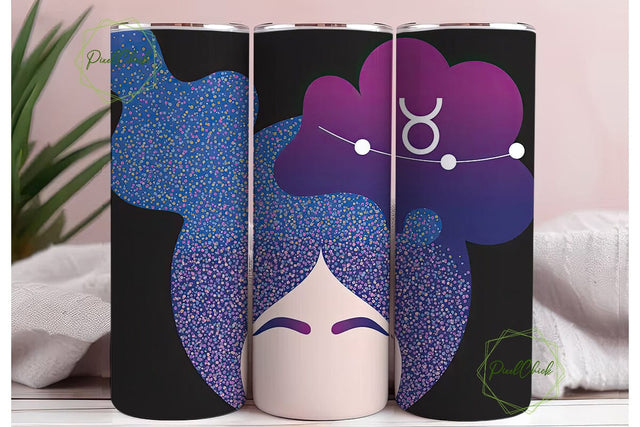 Taurus Zodiac Glitter 20oz Tumbler Wrap Sublimation PixelChick 