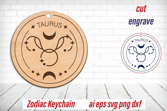 Taurus zodiac keychain laser engraving, Horoscope, Astrology sign SVG AnastasiyaArtDesign 