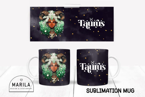 Taurus Zodiac Sign Mug Sublimation, design Coffee Mug Sublimation Marilakits 