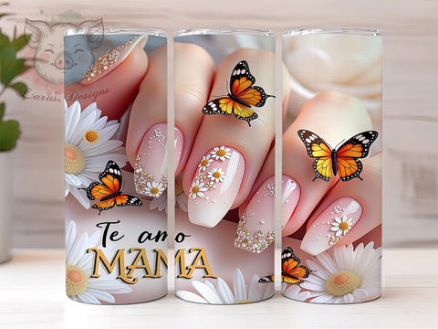 Te Amo Mama, Floral Butterfly Tumbler, 20oz Tumbler Wrap, PNG Sublimation, Mom Gifts, Inspirational Drinkware, Custom Tumblers Sublimation Lara' s Designs 